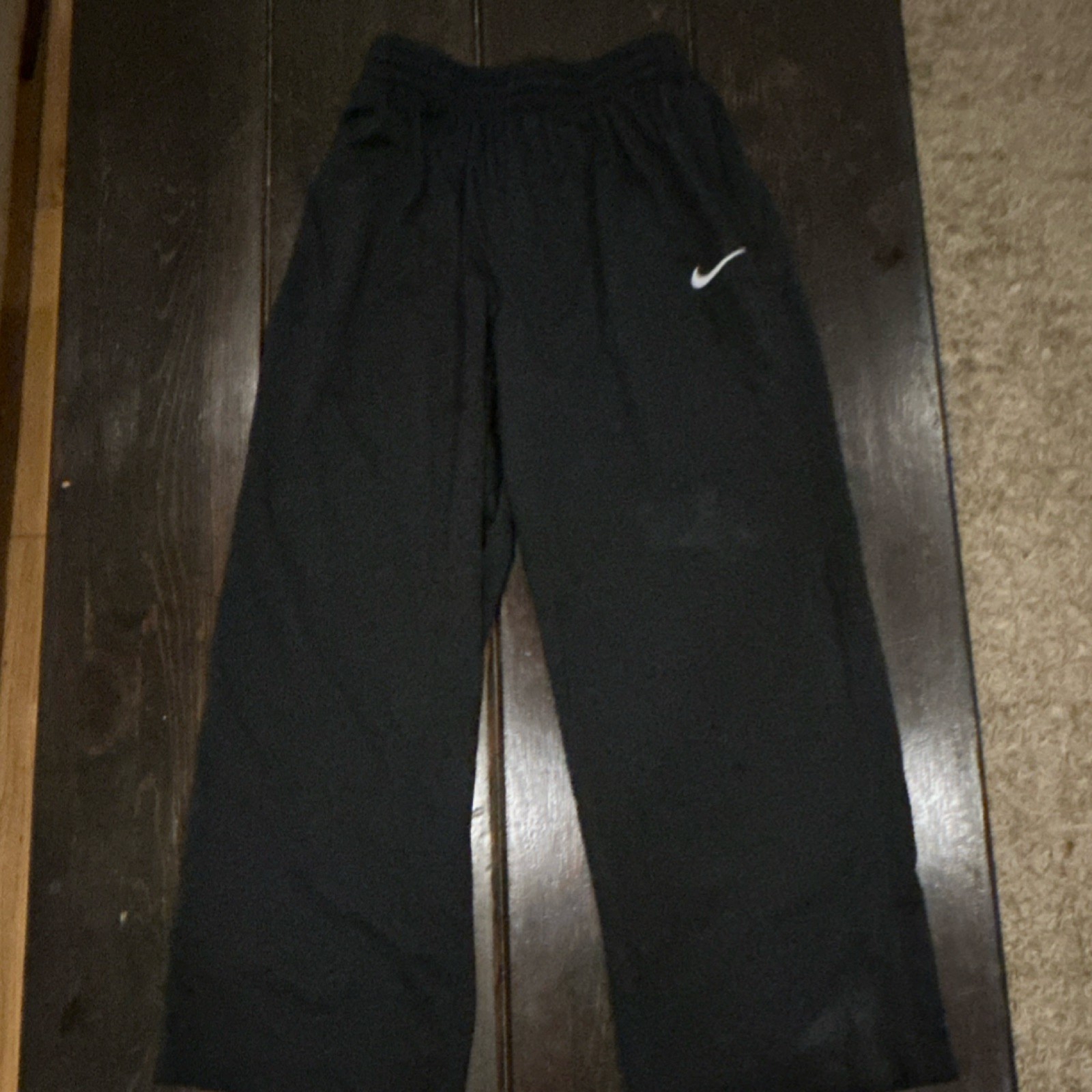 Nike Dri-FIT Men's Black Track Pants Size L Drawstring Waist Straight Leg