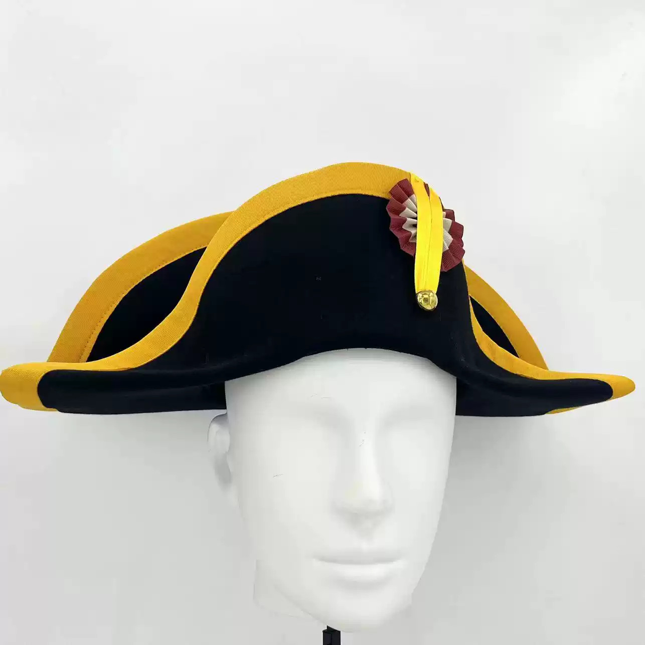 Napoleon Bicorne Hat French Admiral Captains Cosplay Woolen Adult Black Cap Men