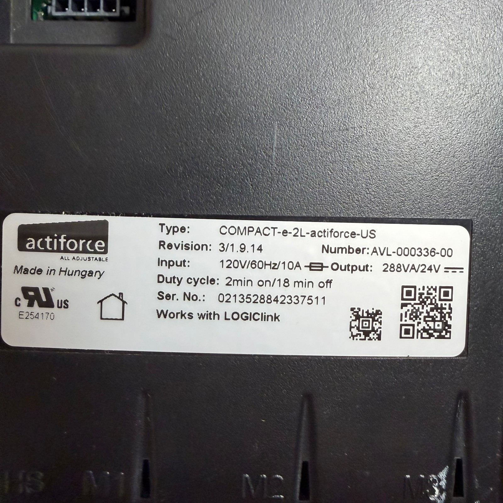 Actiforce COMPACT-e-2L-actiforce-US Black Height Adjustable Desk Control Unit