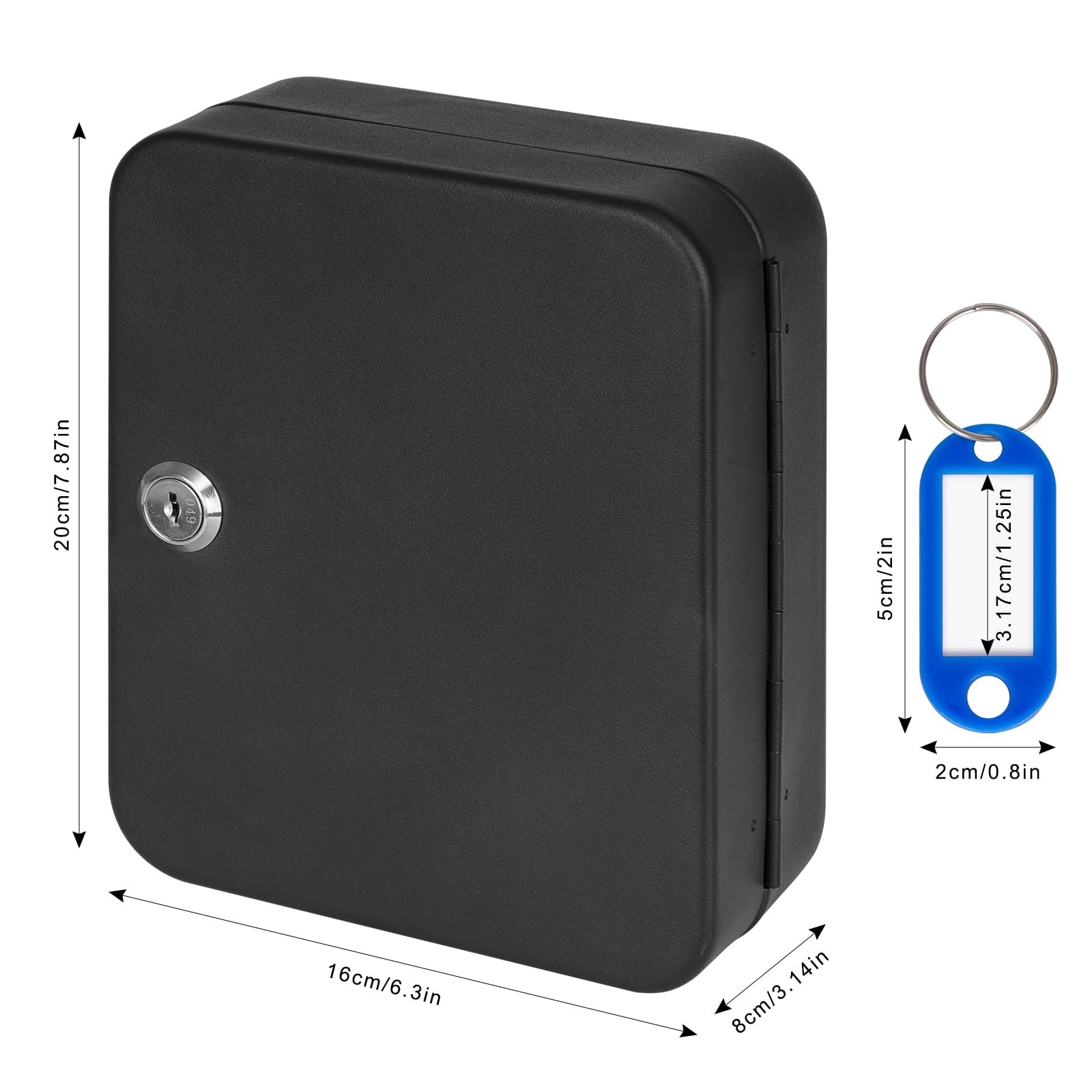 KYODOLED Key Cabinet Wall Mount, Locking Box 20 Key, Black With Lock