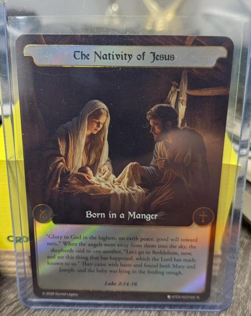 2025 Sacred Legacy Nativity of Jesus Foil Rare 1st Edition Luke 2:14-16