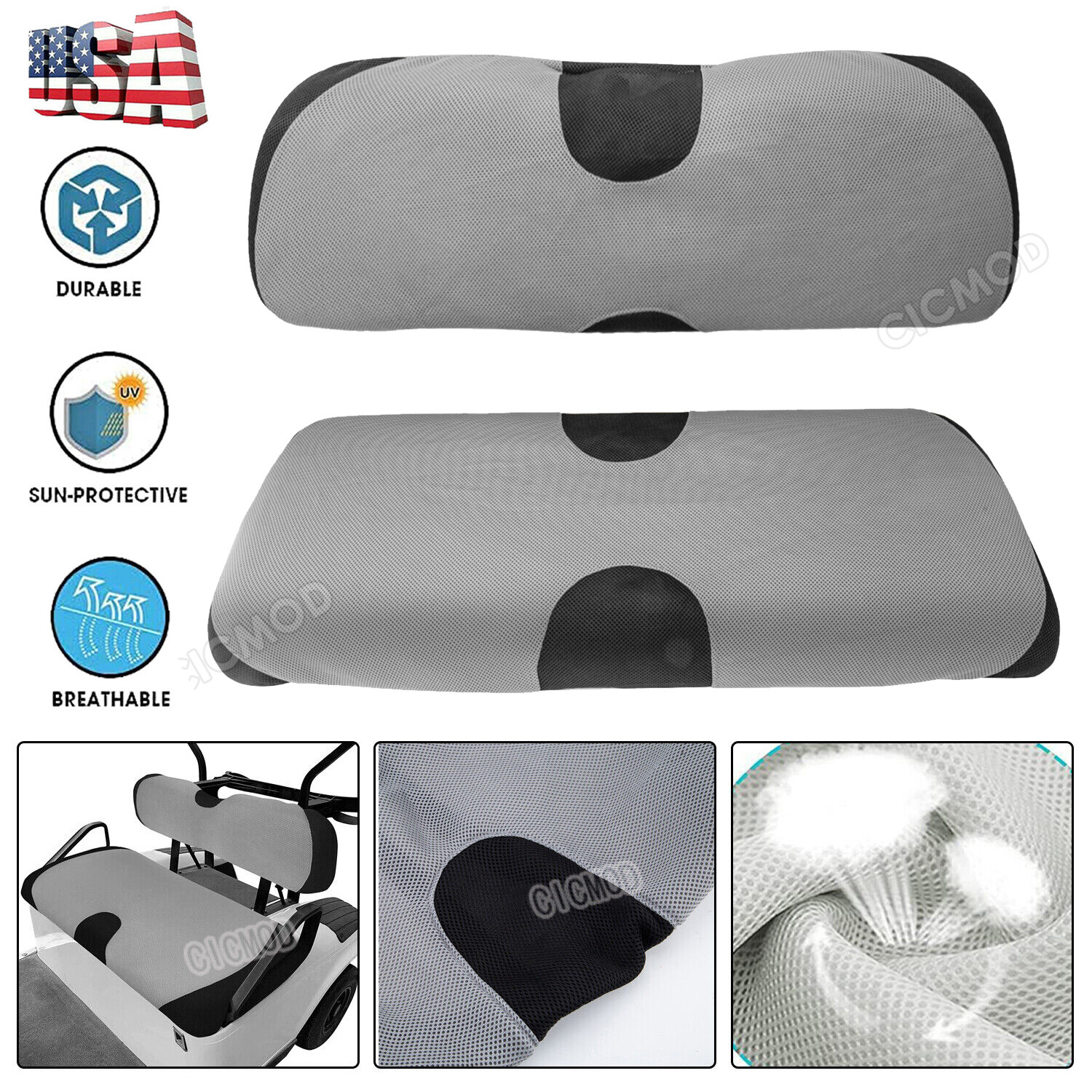 Golf Cart Front Seat Cover Protector for Club Car Precedent Yamaha EZGO Washable