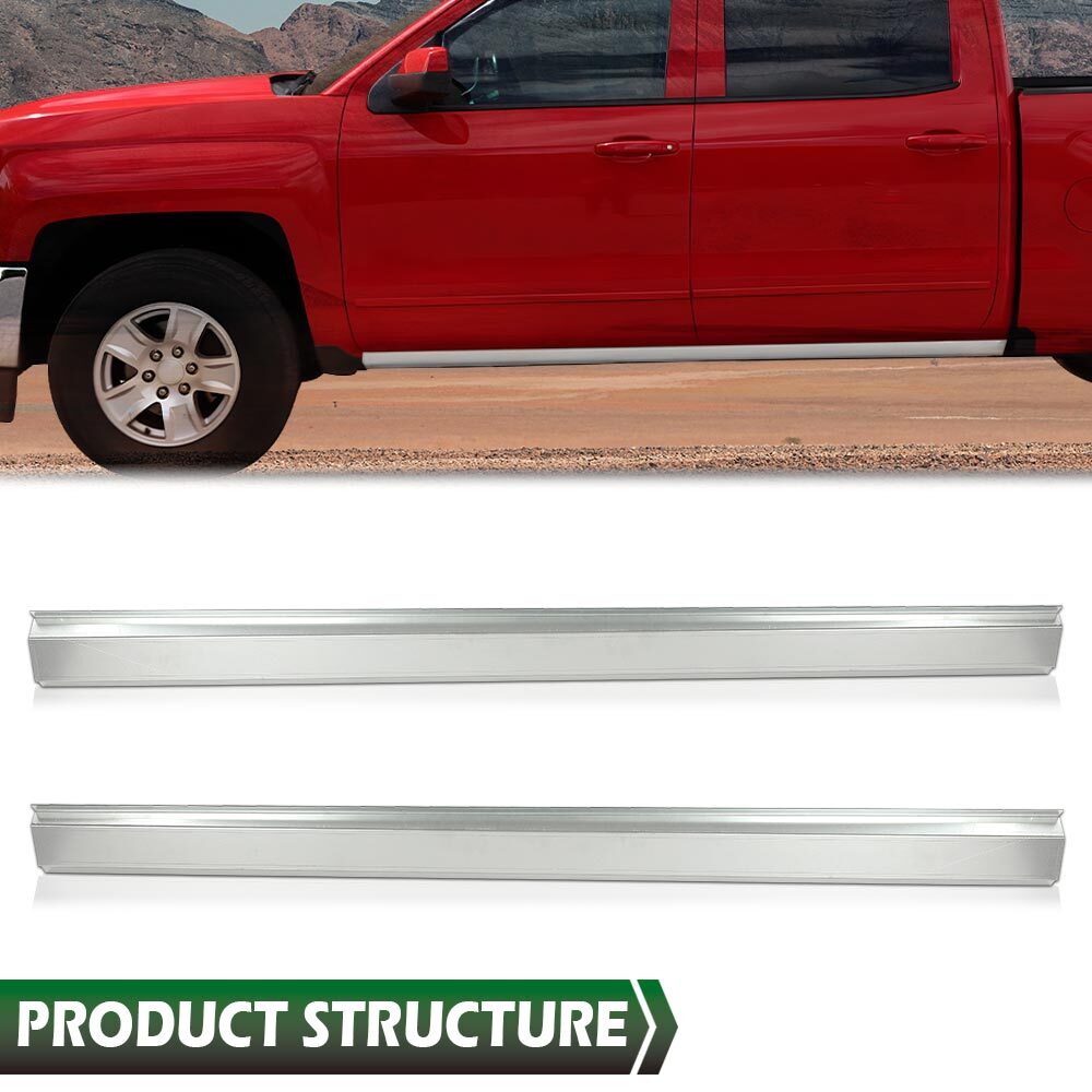 Rocker Panel Fit For 14-18 Chevy Silverado GMC Sierra 4 Door Crew Cab Left+Right
