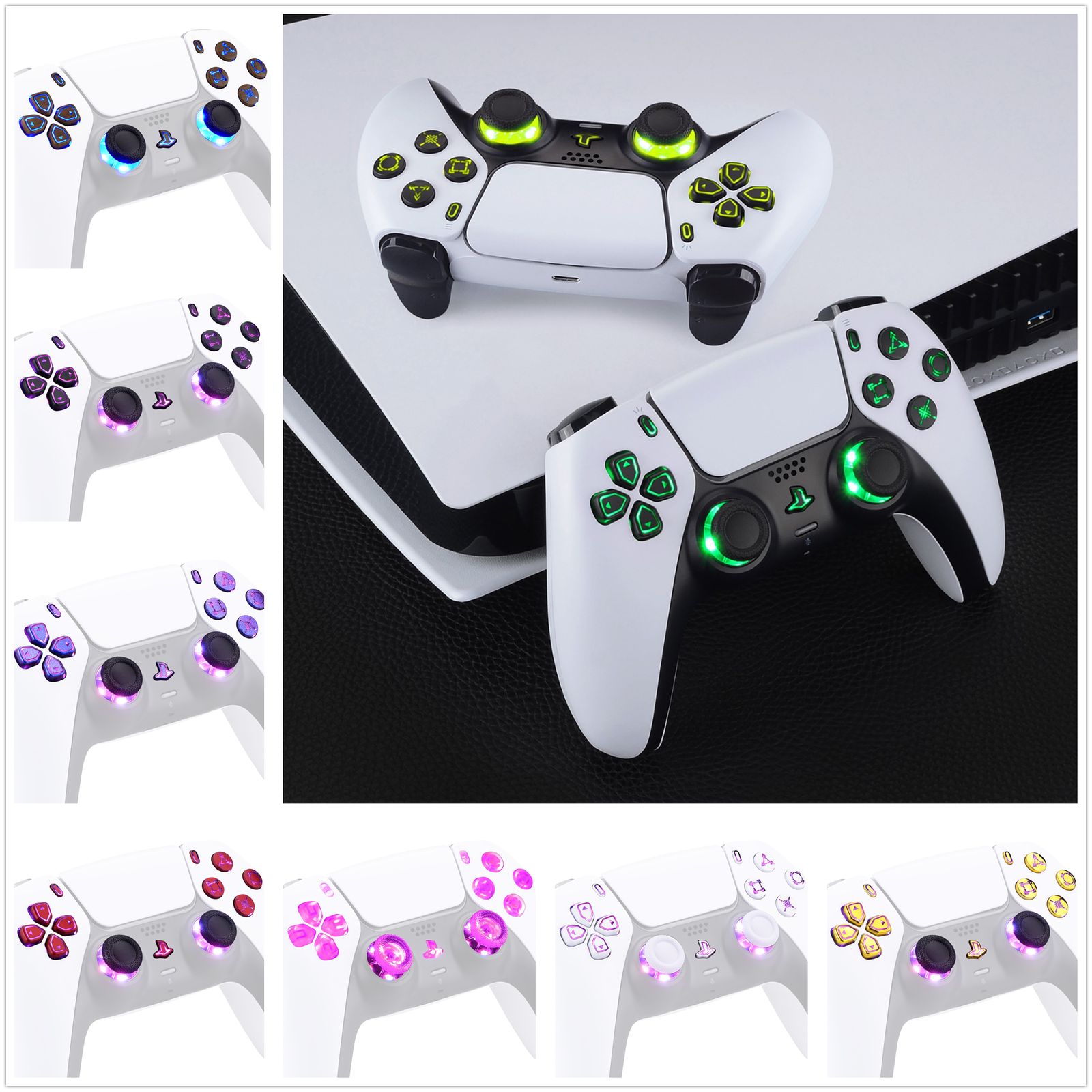 Multi-Colors Luminated Buttons DTF LED Kit for PS5 Controller BDM-010 & 020