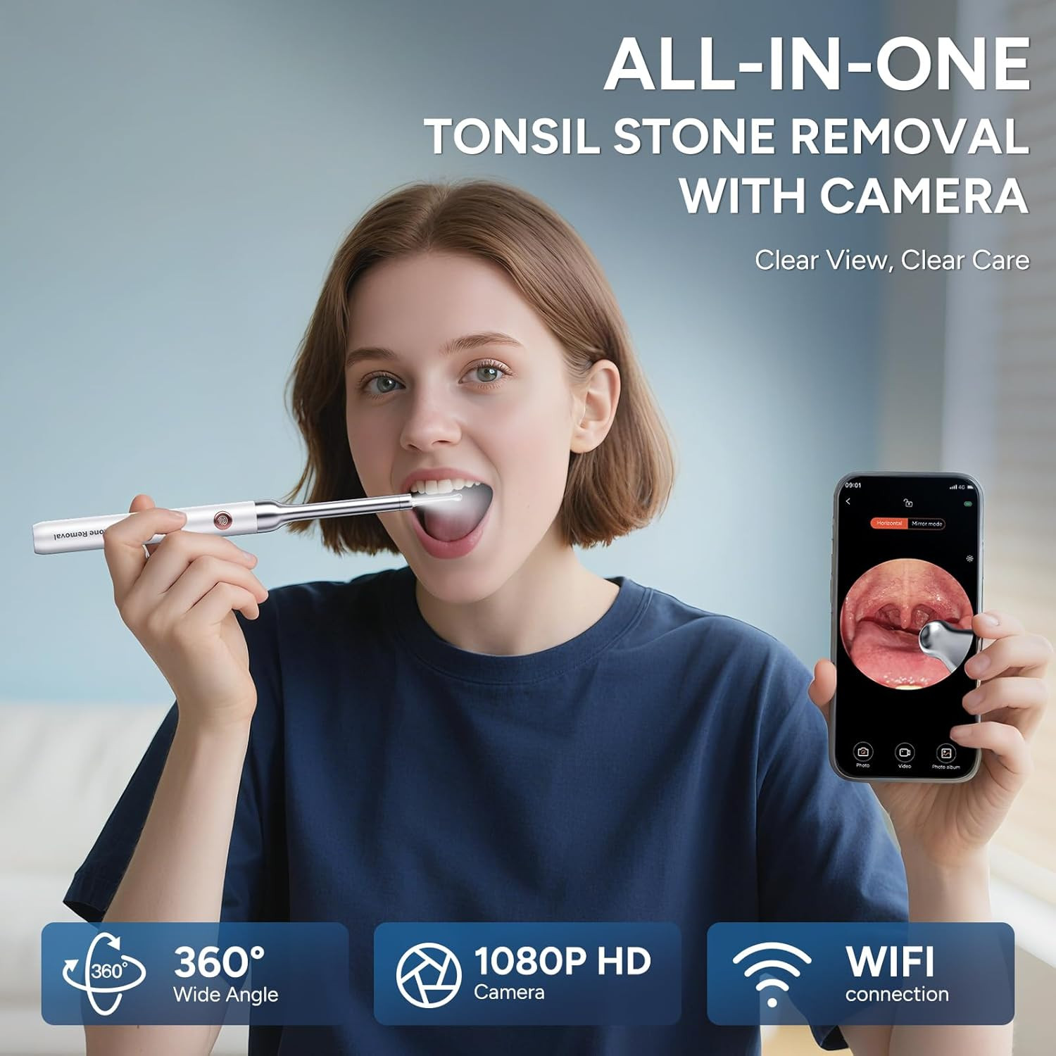 Tonsil Stone Remover with Camera - Upgraded Visual Tonsil Stone Removal Kit with