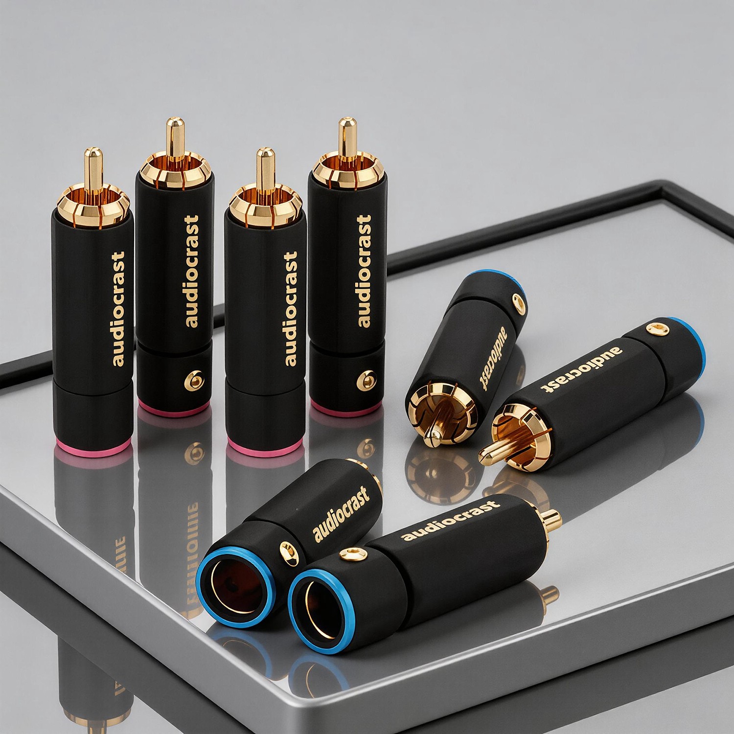 8pcs Gold Plated Hi-Fi RCA Plug Screw Lockable A/V Connector Audio Cable Adapter