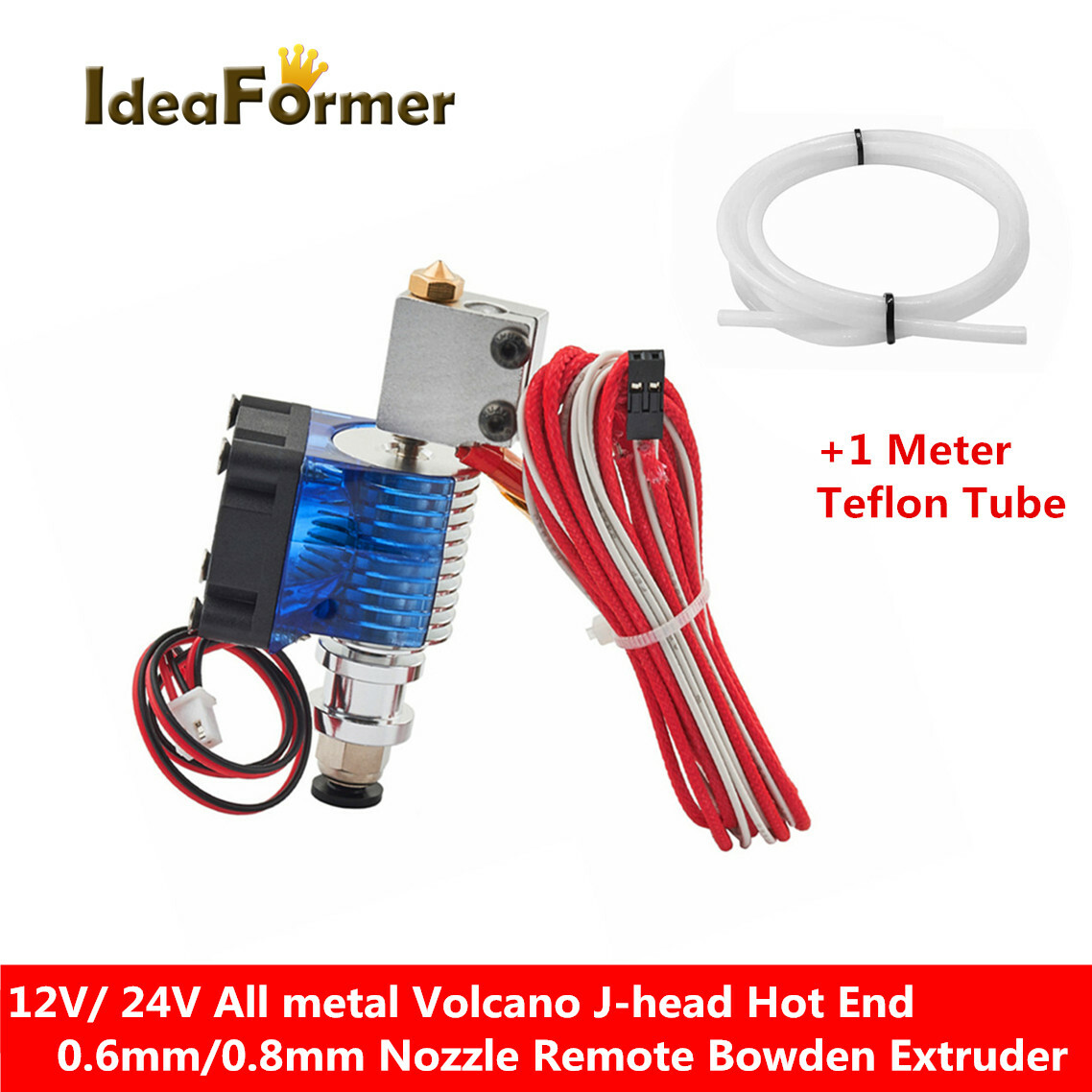 VN Remote Bowden HotEnd Jhead+0.6/0.8mm Nozzle+1m PTFE tube for 1.75mm filament