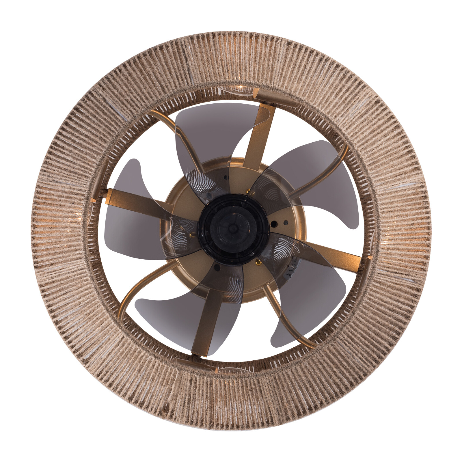 Boho Ceiling Fan Rattan Caged Flush Mount Fan Light +Remote Control Ceiling Fan