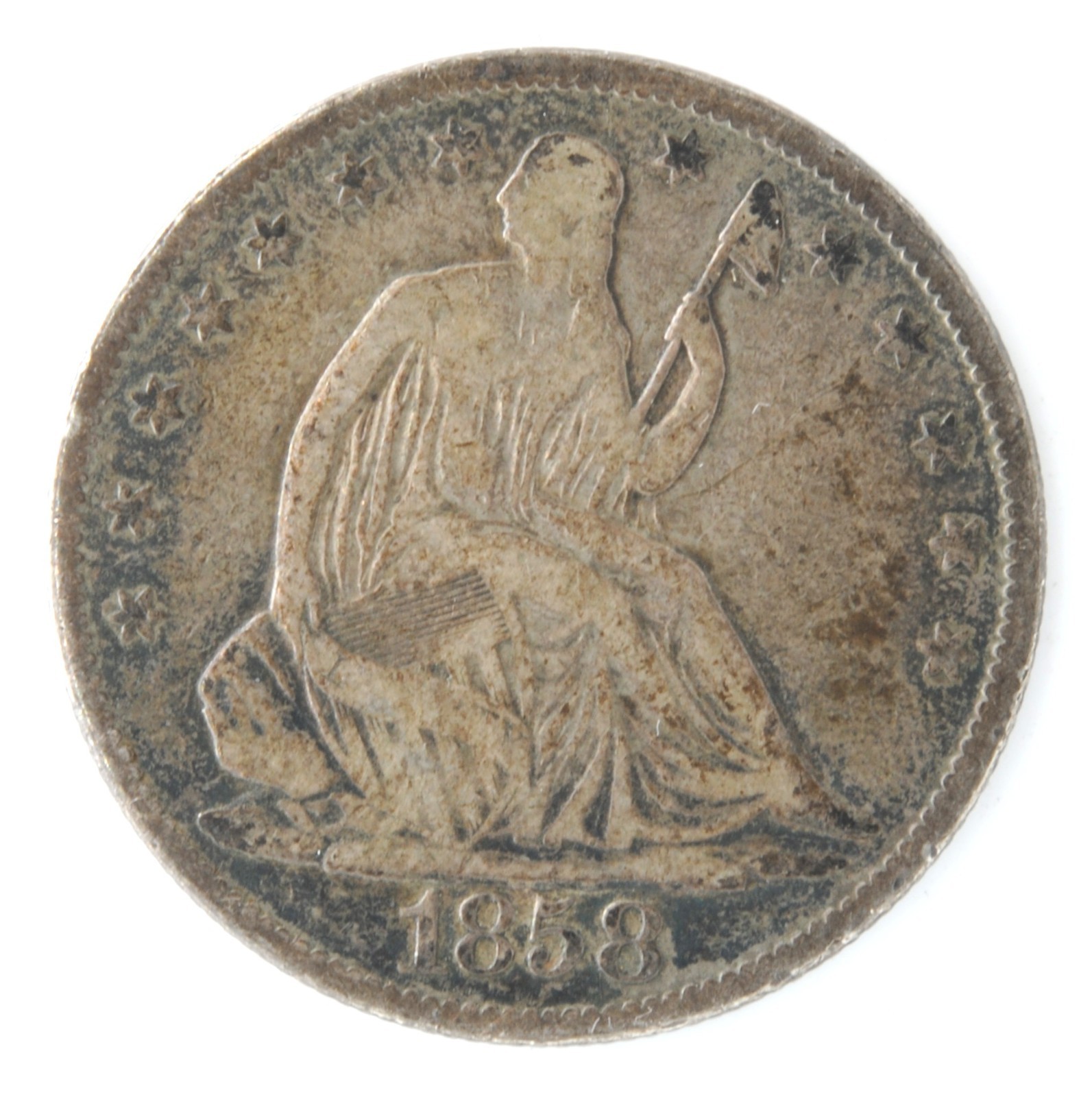United States 1858-O Seated Liberty Half 50C 90% Silver New Orleans Mint Coin