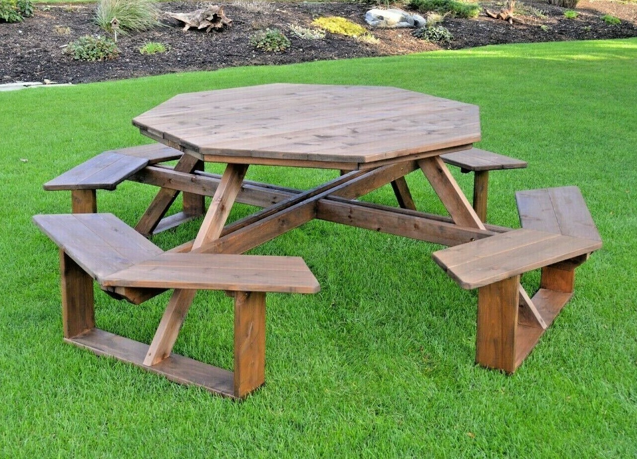 CEDAR- 54" OCTAGON PICNIC TABLE *UNFINISHED & STAIN OPTIONS* AMISH Made USA