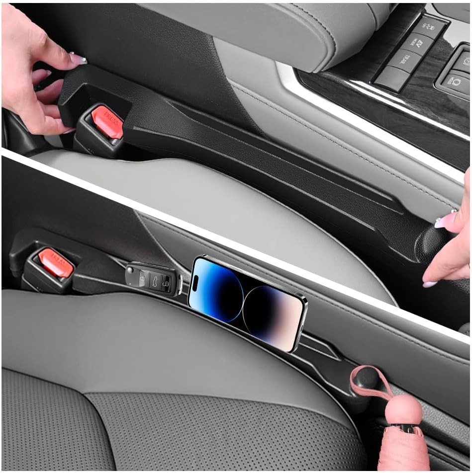 Upgraded Car Seat Gap Filler 2 Pack,3 in 1 Car Seat Gap Organizer with Slot &