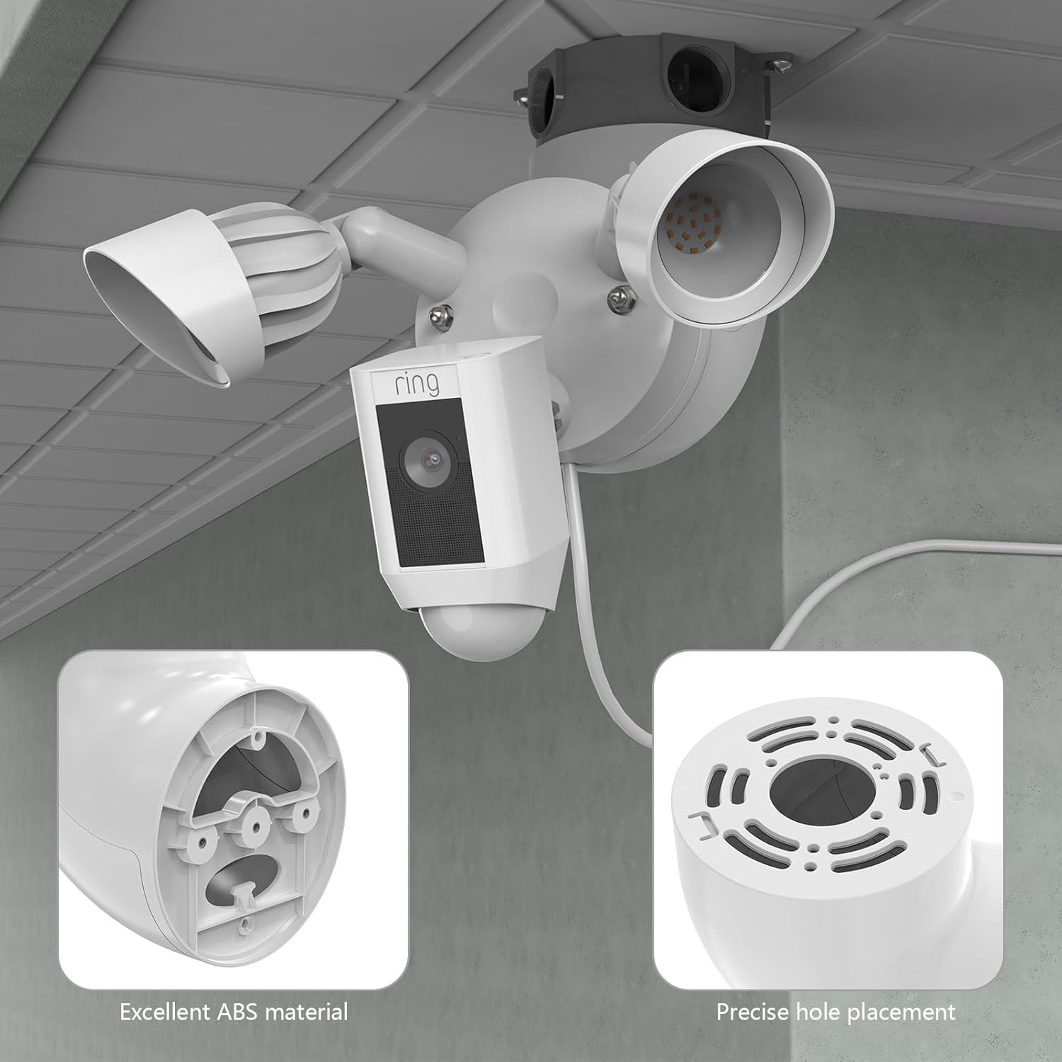 Outdoor Camera Eave Mount Bracket Compatible with R-Ing Floodlight Cam Wired ...