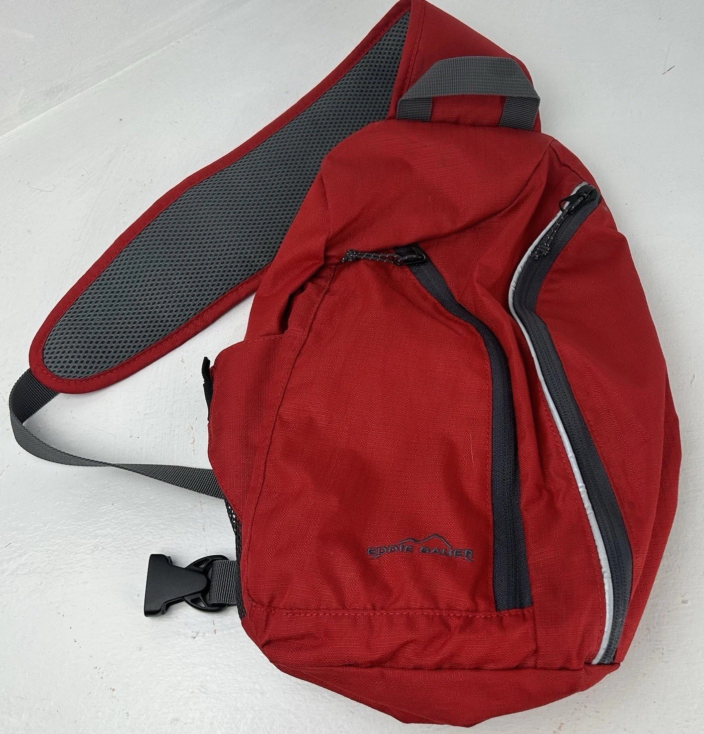 Eddie Bauer Sling Backpack Red Gray Hiking Camping Travel Gorpcore trail outdoor
