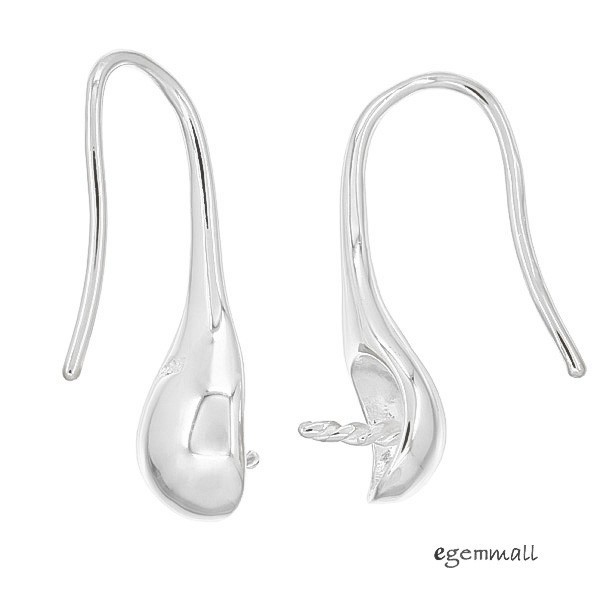 Sterling Silver Teardrop French Hook Earrings Ear Wire w/ Pearl Cup Pin #97606