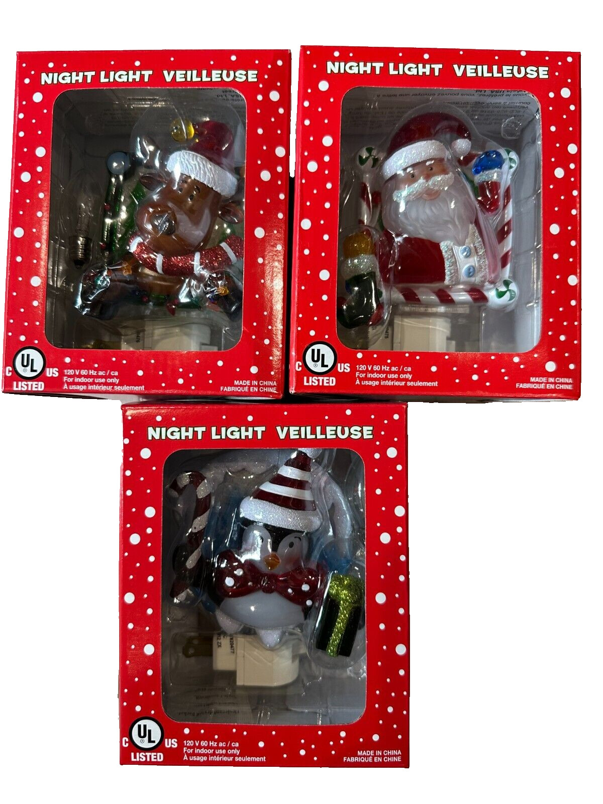 Night Light Veilleuse Lighted Spare 7 Watt Bulb Penguin or Santa or Reindeer