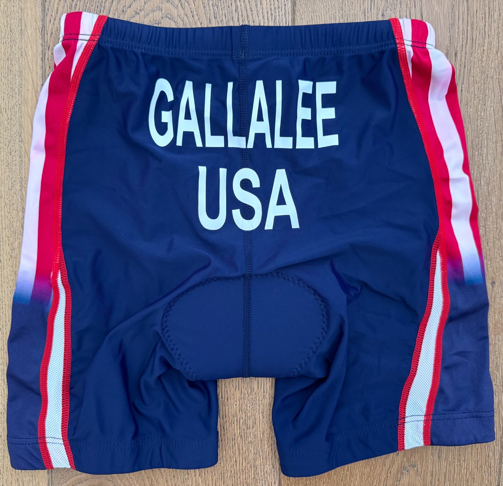 TYR Women's Small Navy Blue Red White Tri Bike Shorts TEAM USA GALLALEE New Rare