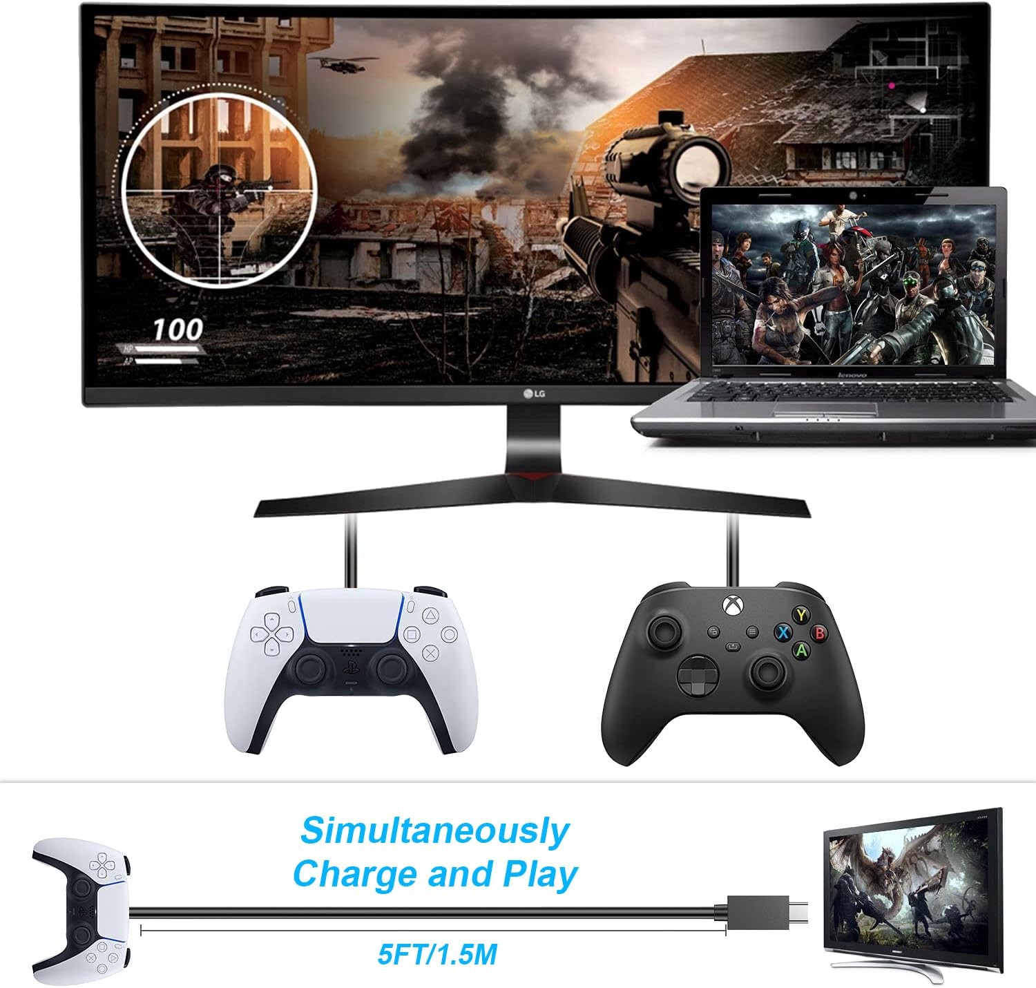 PS5 Controller 3A Fast Charging Cable OEM Original USB C 2 Pack Charger