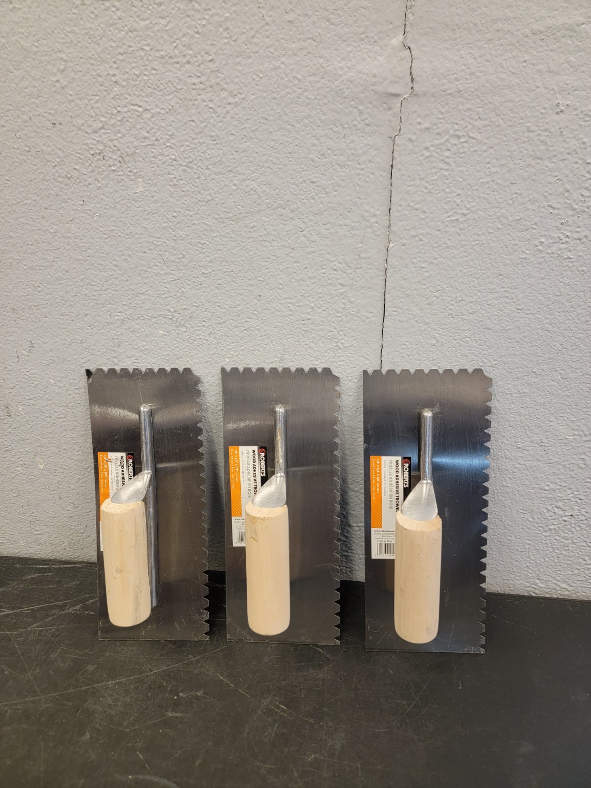 (3) Roberts Wood Adhesive Trowel Steel Wood 1/4" x 1/4" x 1/4" Model 49769 - Nob
