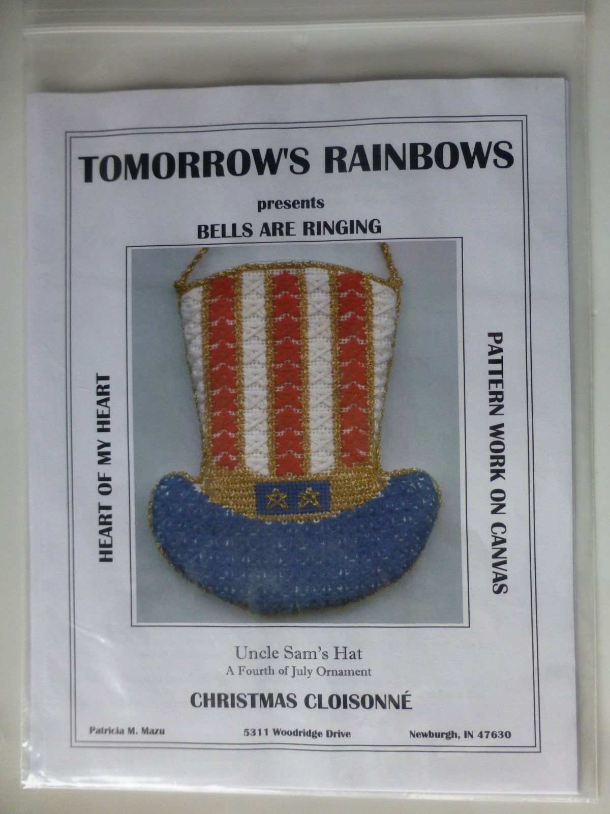 Pat Mazu - Tomorrow's Rainbows Needlepoint Pattern - Uncle Sam's Hat