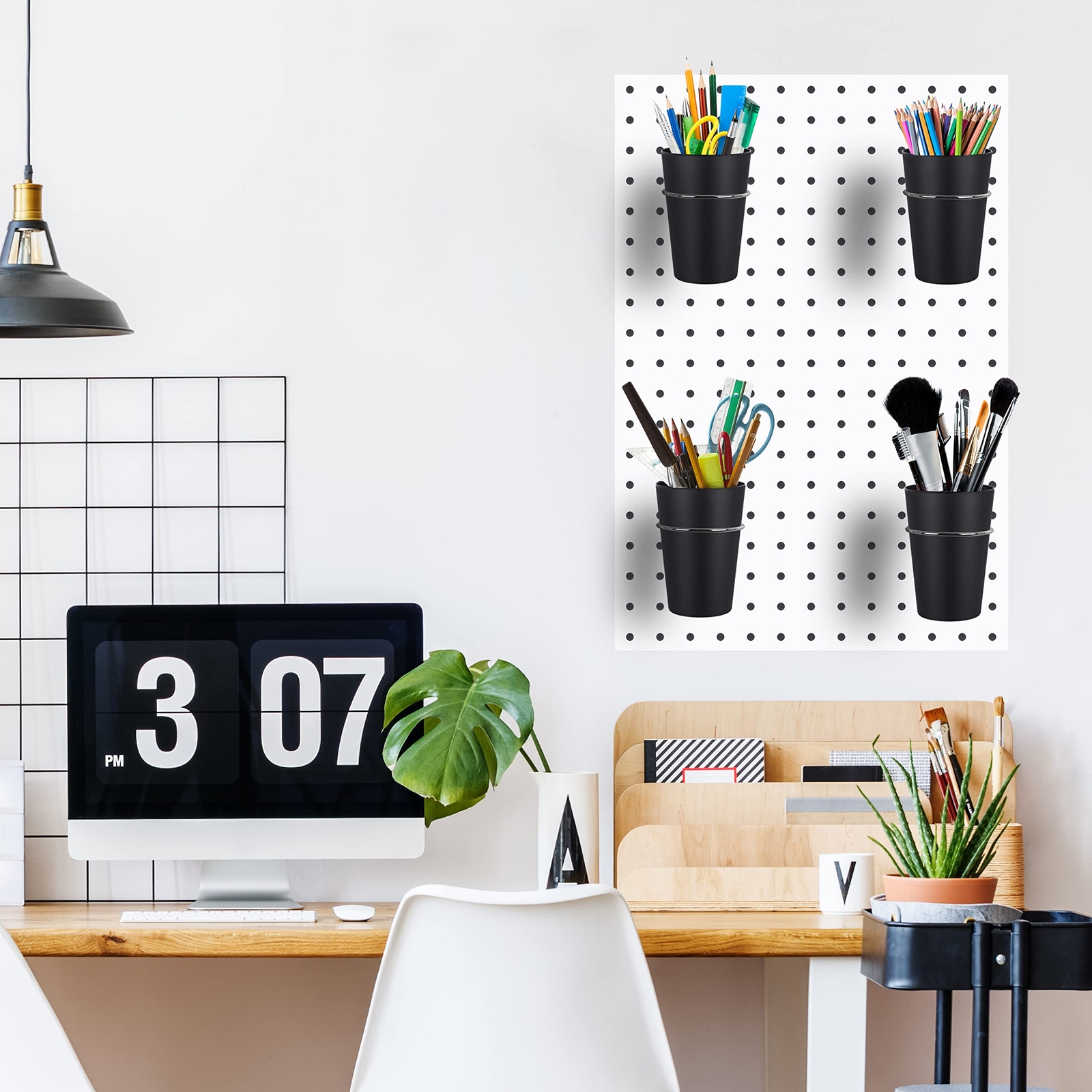 Kuhome 6 Sets Pegboard Hooks with Pegboard Cups, Ring Style Pegboard Bins with