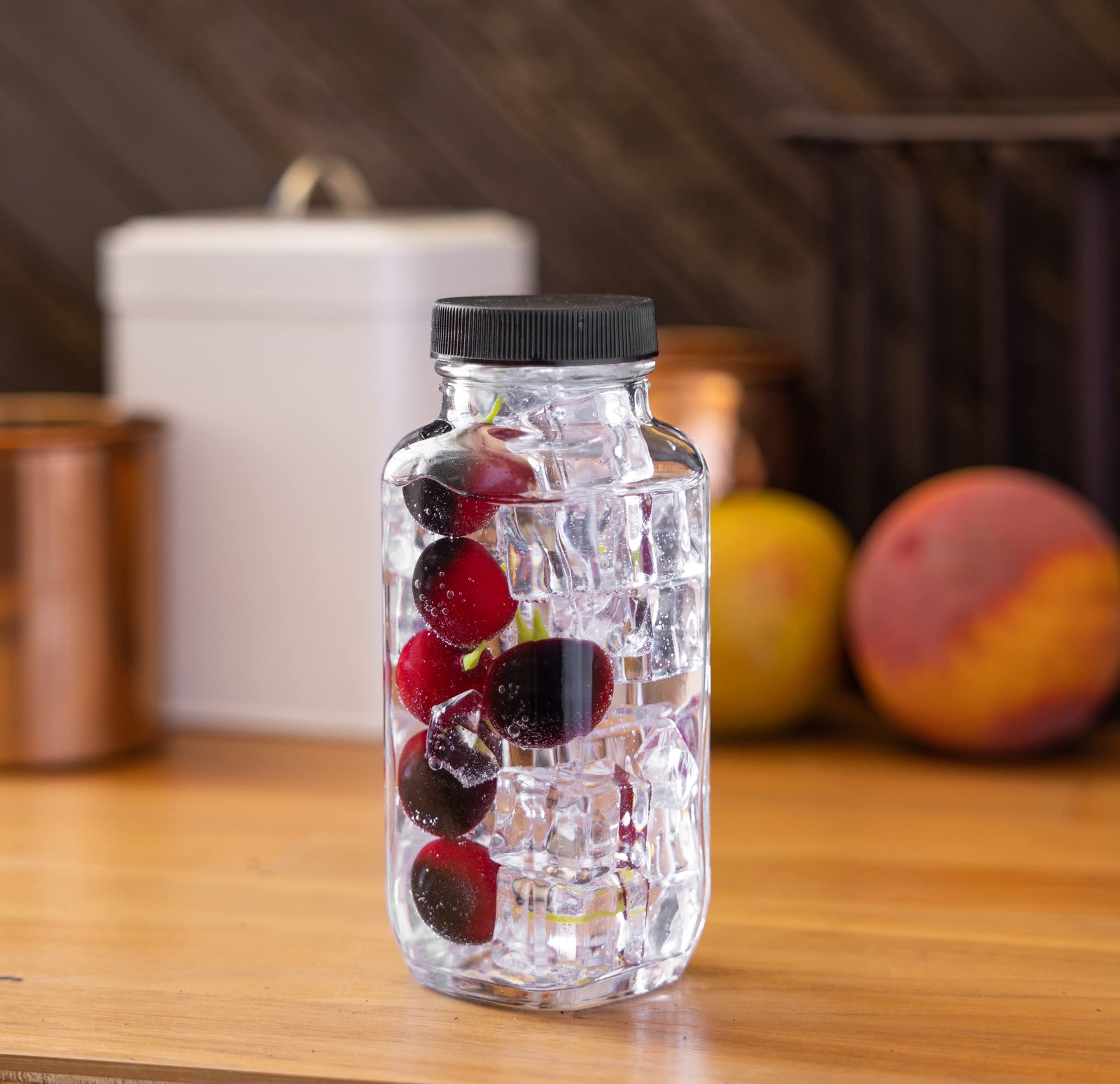 8 oz Clear Thick Plated Glass French Square Bottle Jar with Lid 2 Pack Perfec...