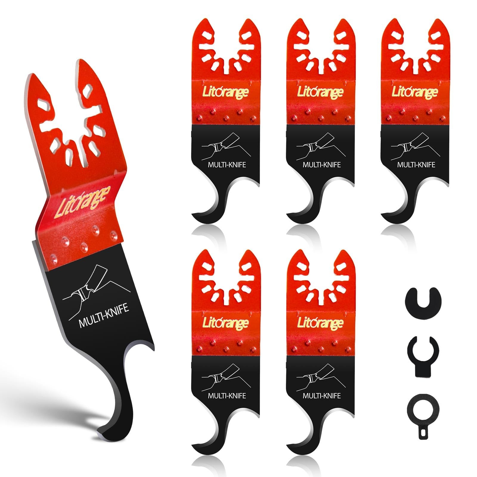 Litorange Extended Hook Blade for Oscillating Tool, 5 Pack Red