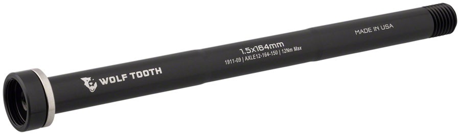 Wolf Tooth M12x164mm Rear Thru Axle - Aerospace-Grade 7075-T6 Aluminum, Black