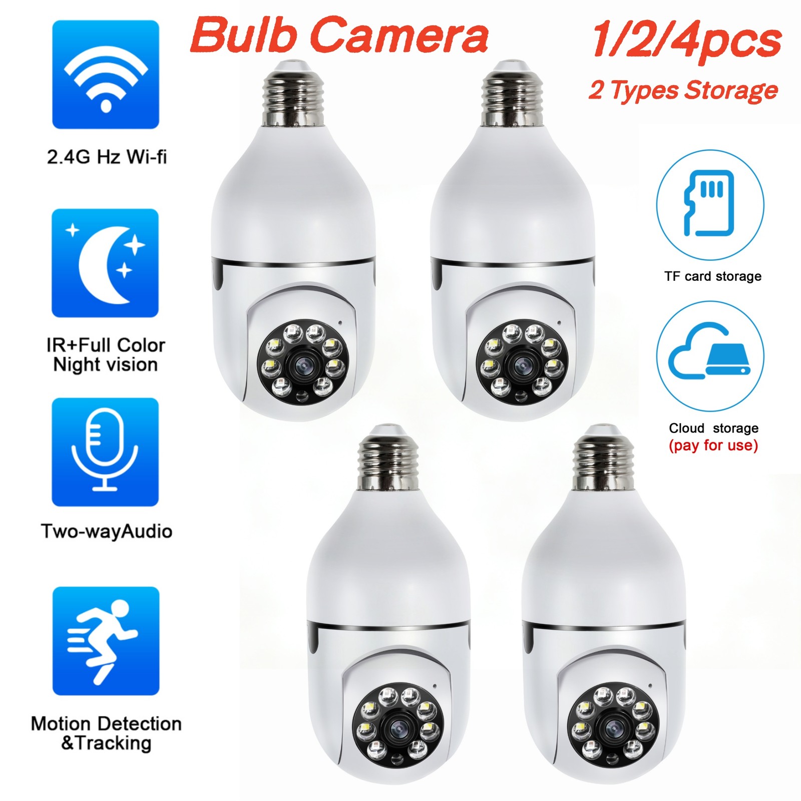 1/2/4X Security Camera System Indoor Home Wireless Wifi Night HD SmartCam Camera