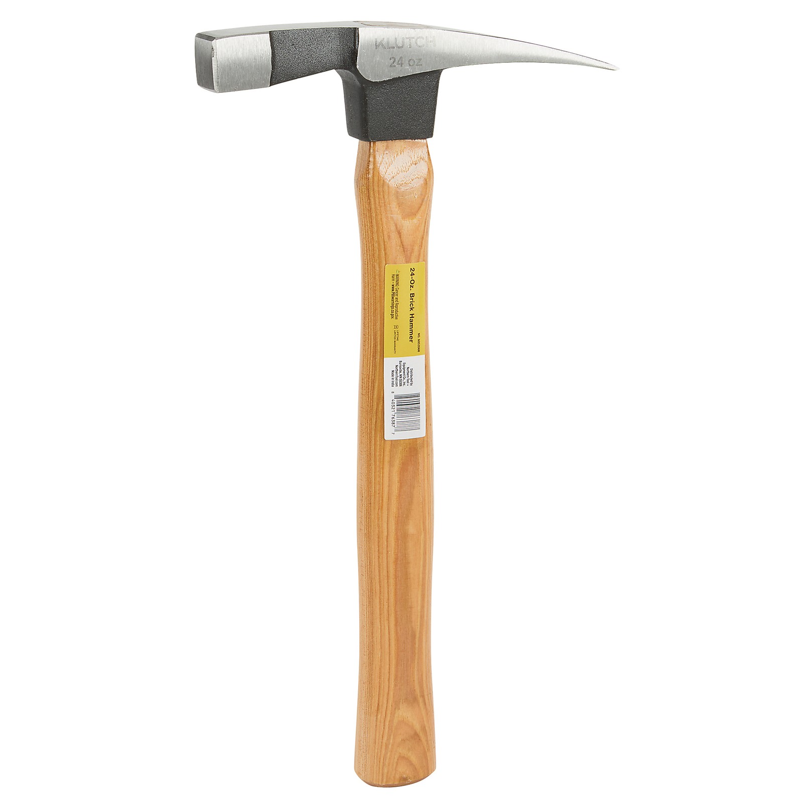 Klutch 24-Oz. Brick Hammer, 13.78in.L Hickory Handle