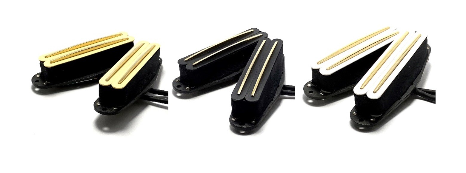 Set of 2 Duo Rail Pickups by Dragonfire, Strat Sized 4W Humbuckers ~Color Choice