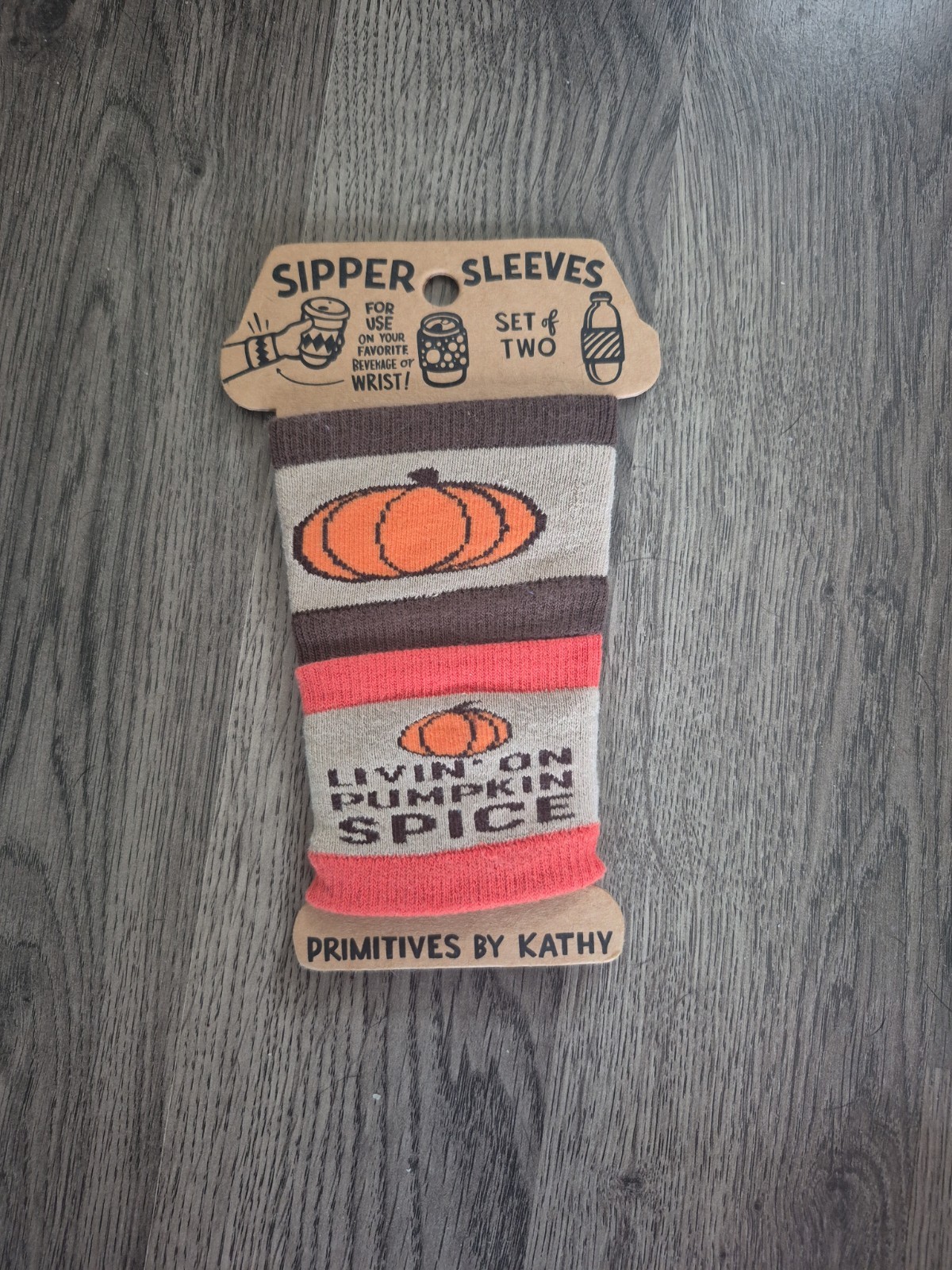 Primitives By Kathy - Sipper Sleeves Halloween - Livin on Pumpkin Spice - NEW