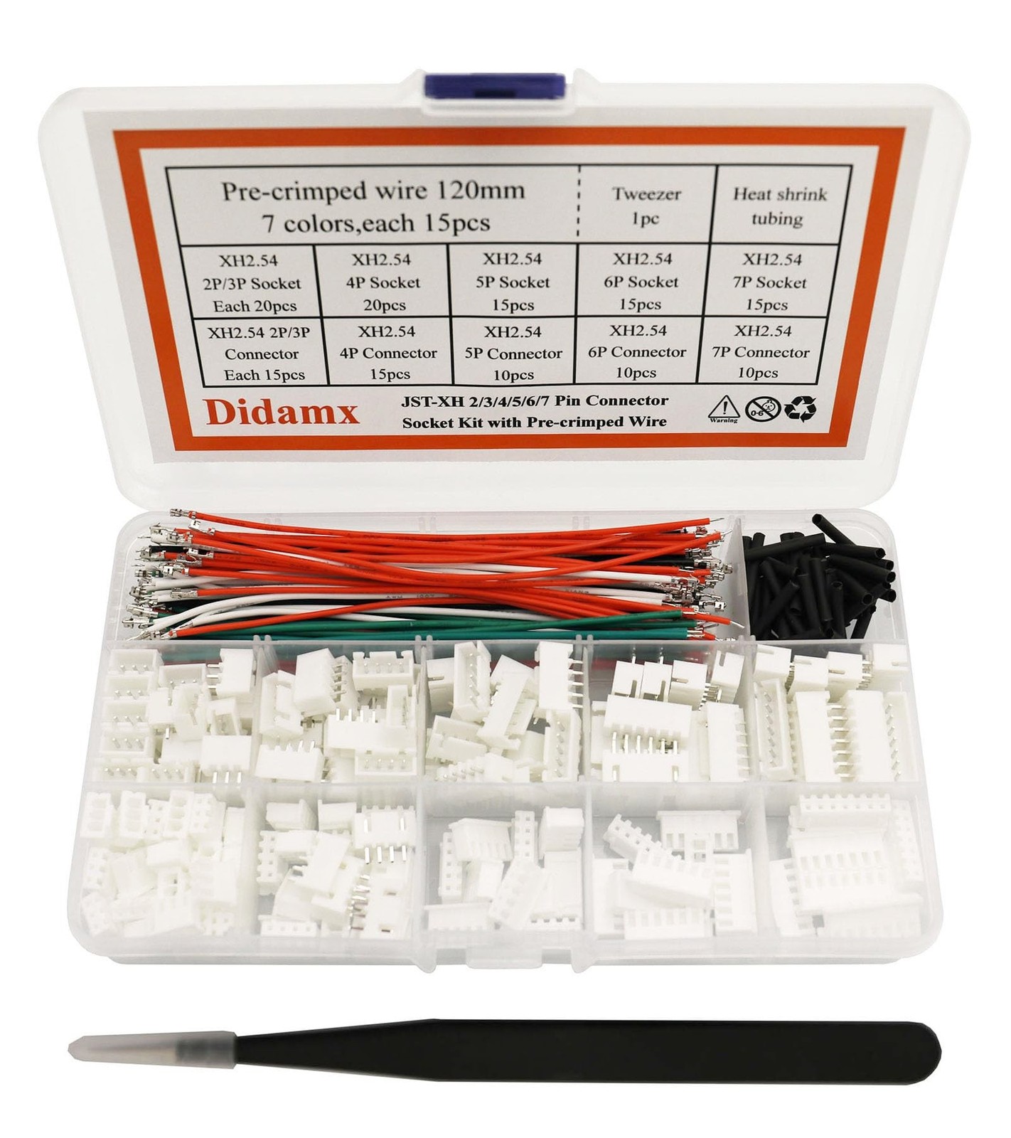 JST XH 2.54mm Connector Socket Kit with 22AWG Pre-Crimped Wire XH 2/3/4/5/6/7...