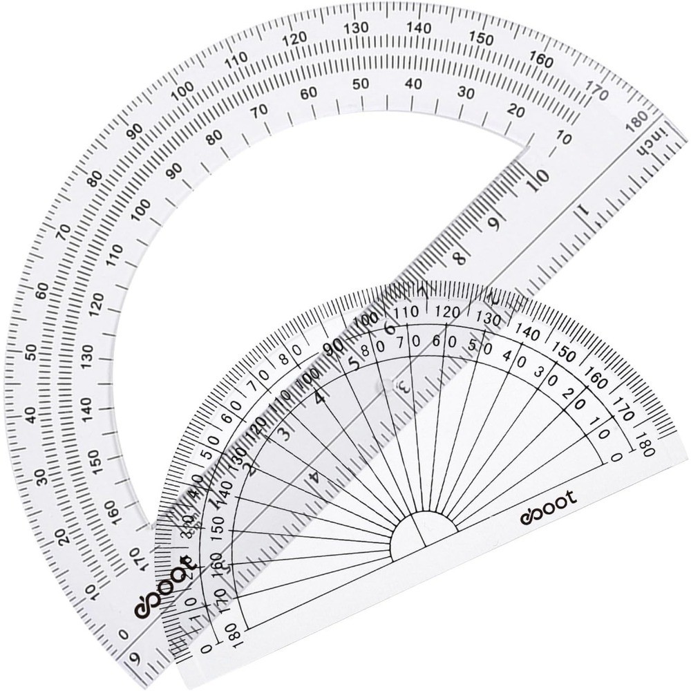 2 Pcs Plastic Protractor Clear 180 Degrees Transparent Protractor for Geometry,