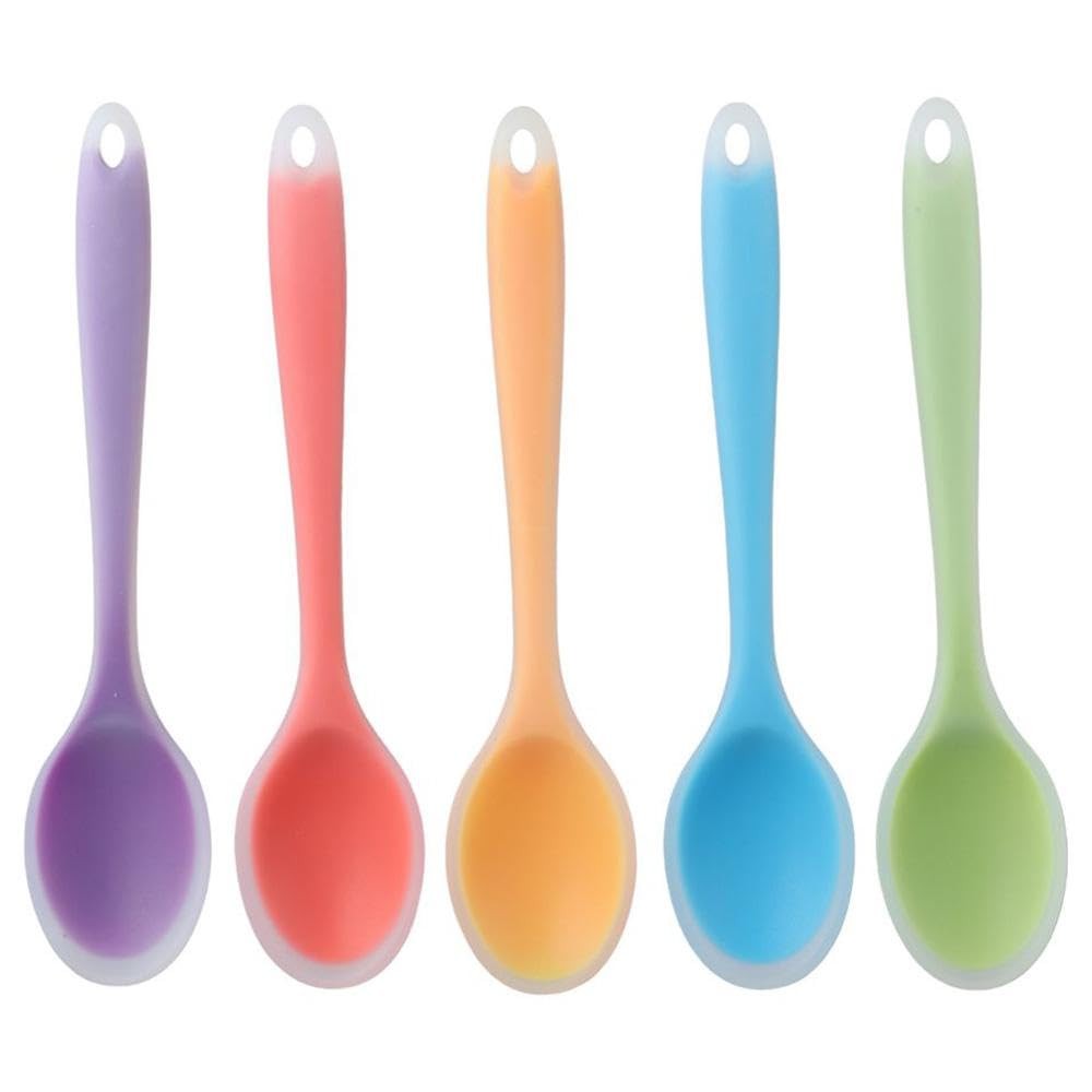 2 Pcs Silicone Dinner Spoon, Multi-purpose Surrounding Transparent Design Sof