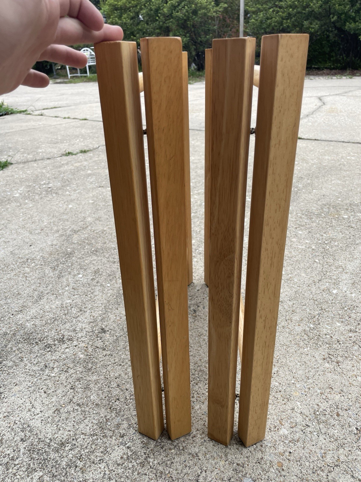 Pair Dansk MCM Danish Folding Round End Tables with Removable Trays