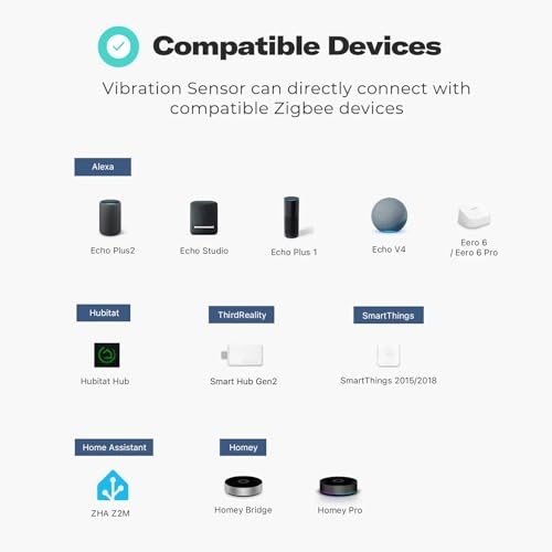 Smart Vibration Sensor with0dB Alarm,Zigbee Hub Required,Adjustable 1