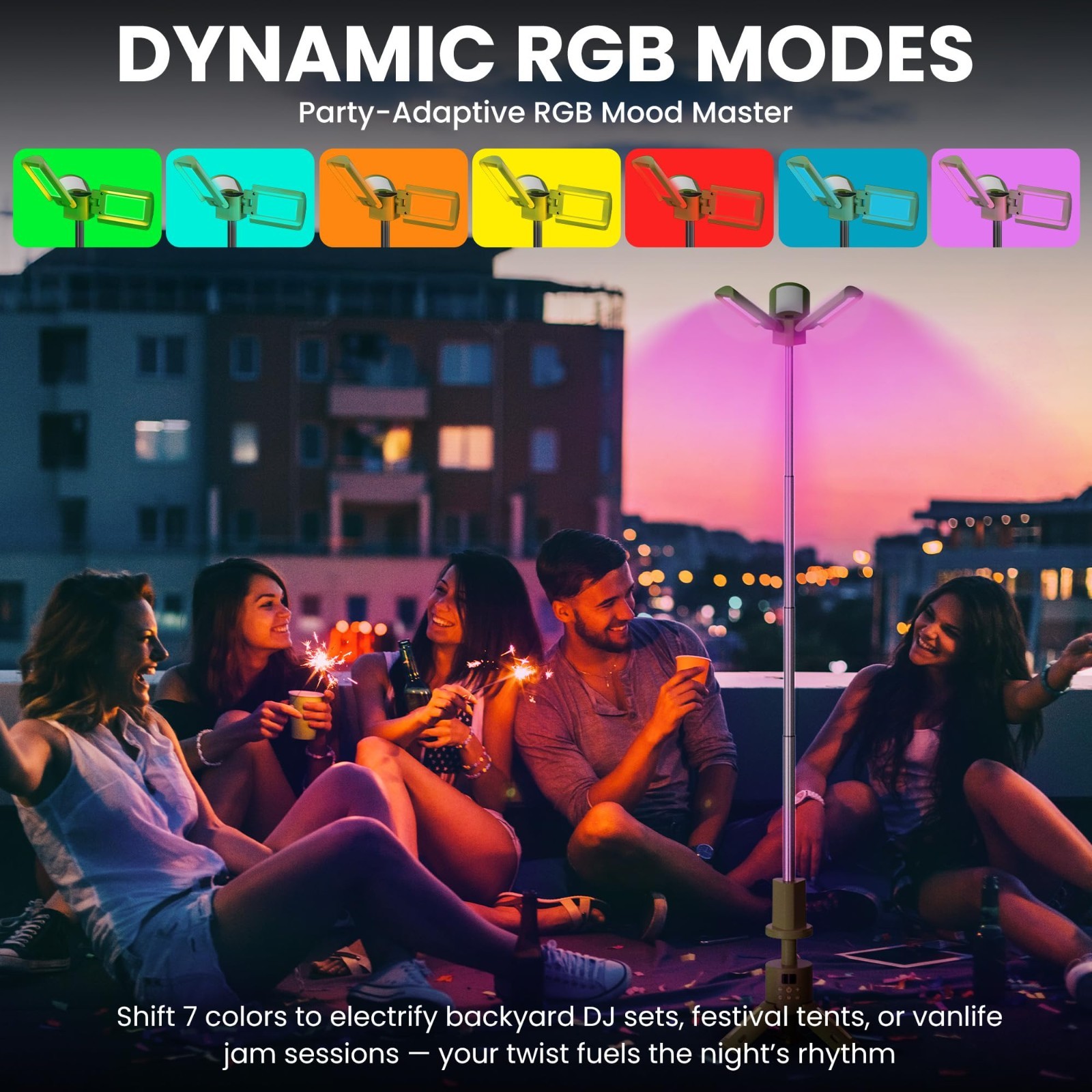Rechargeable Telescoping Stand LED Camping Lantern 15000mAh SOS & RGB Modes