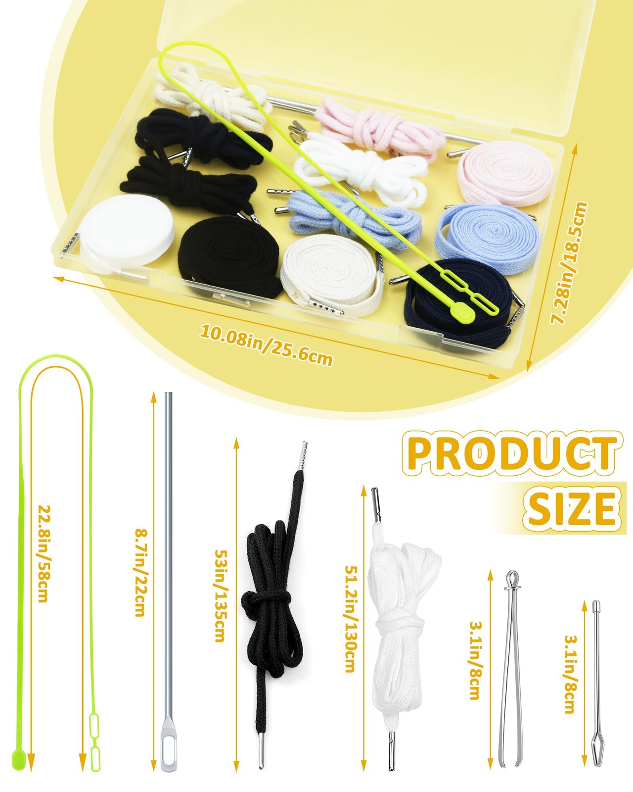 FIVEIZERO Drawstring Cord Kit-12pcs Draw Strings & 52IN, Black and White