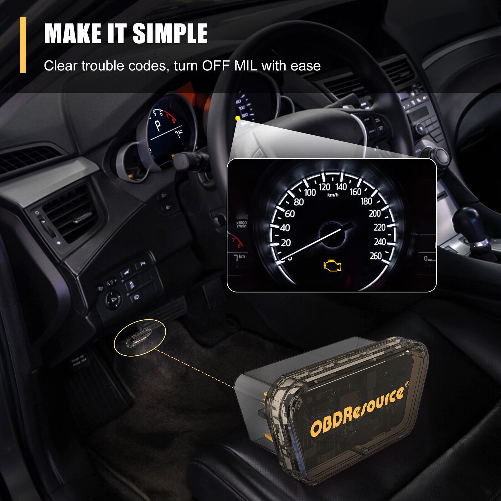 Car Auto Code Clearer Clear Turn-Off MIL Check Engine Light OBD2 Erase Code Scan