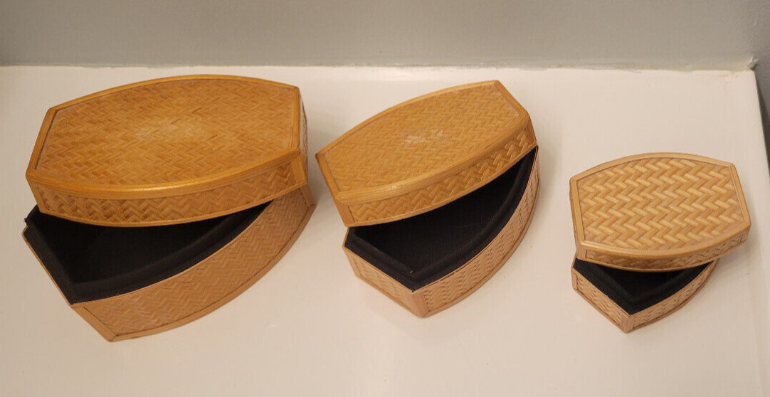 Woven wood Lined Nesting Boxes with Lids Oblong Made In China Excellent