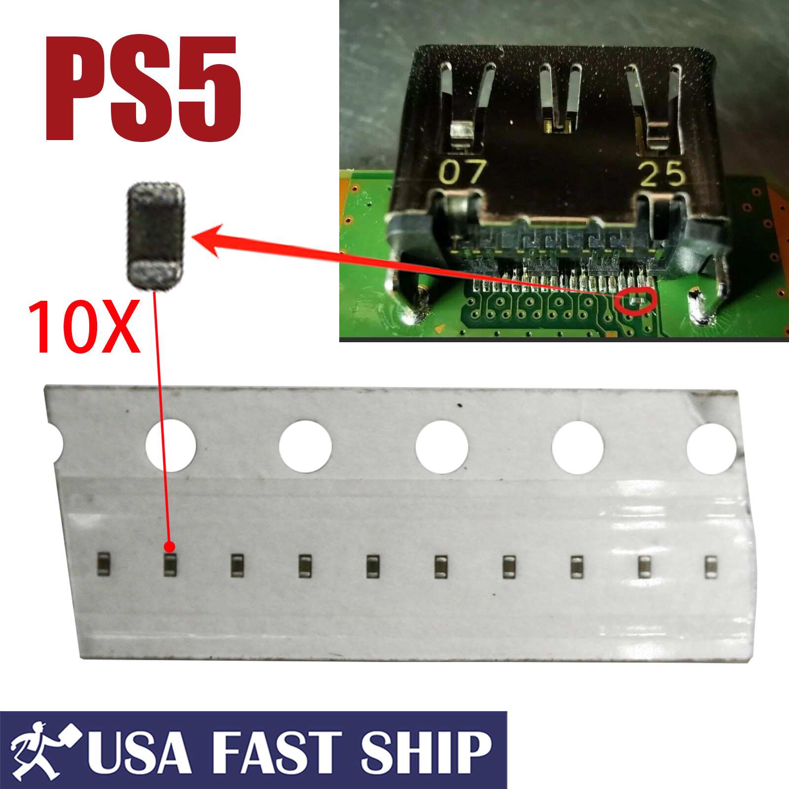 10X HDMI Port Capacitor Cap SMD 0201 Replacement For Sony PS5 Playstation 5