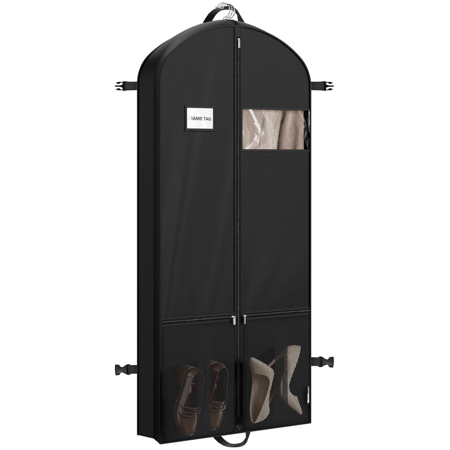 Black Suit Dress Garment Bag - Large Pockets, 60-inch Length