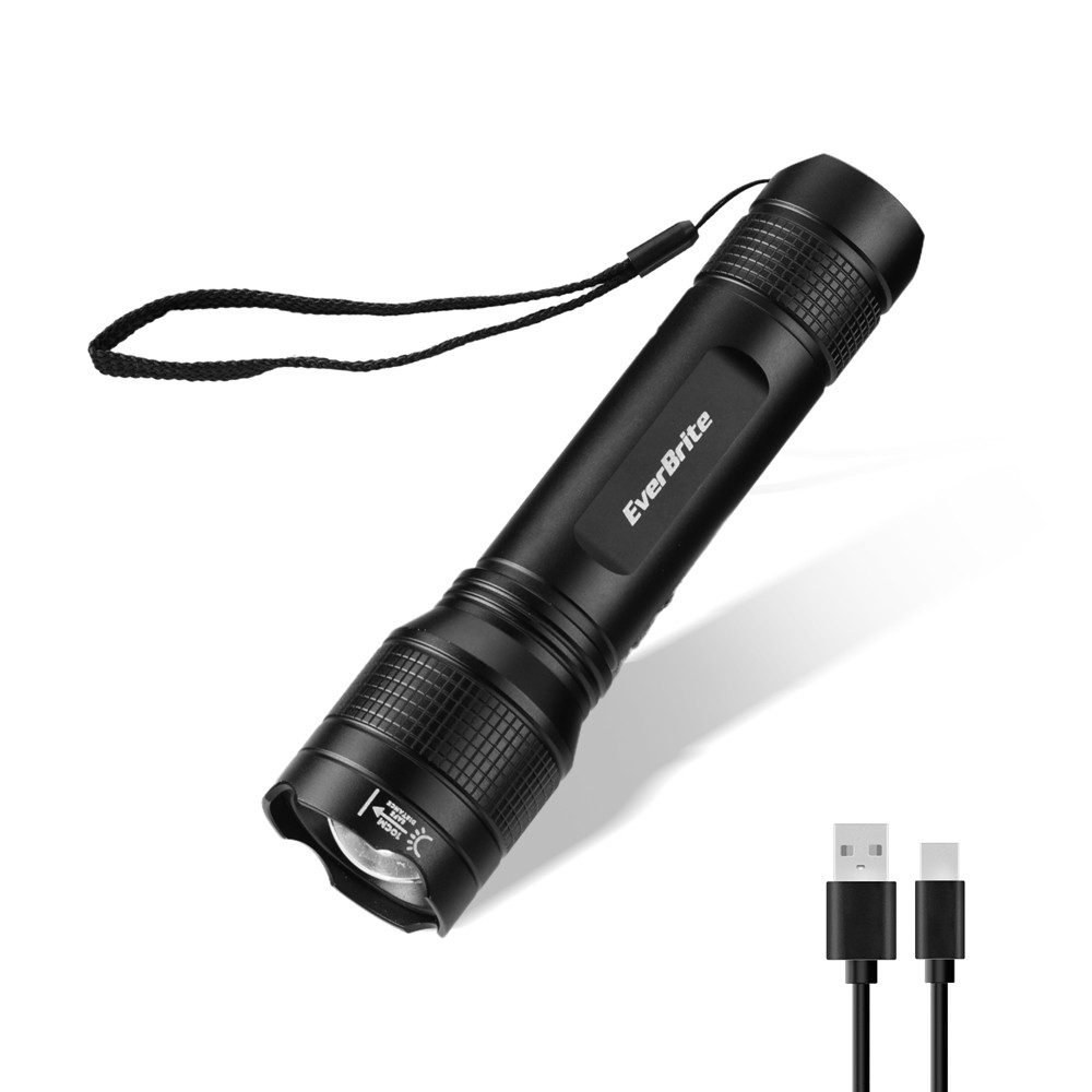 EverBrite 3000LM Rechargeable LED Flashlight Super Bright Zoomable for 5 Modes