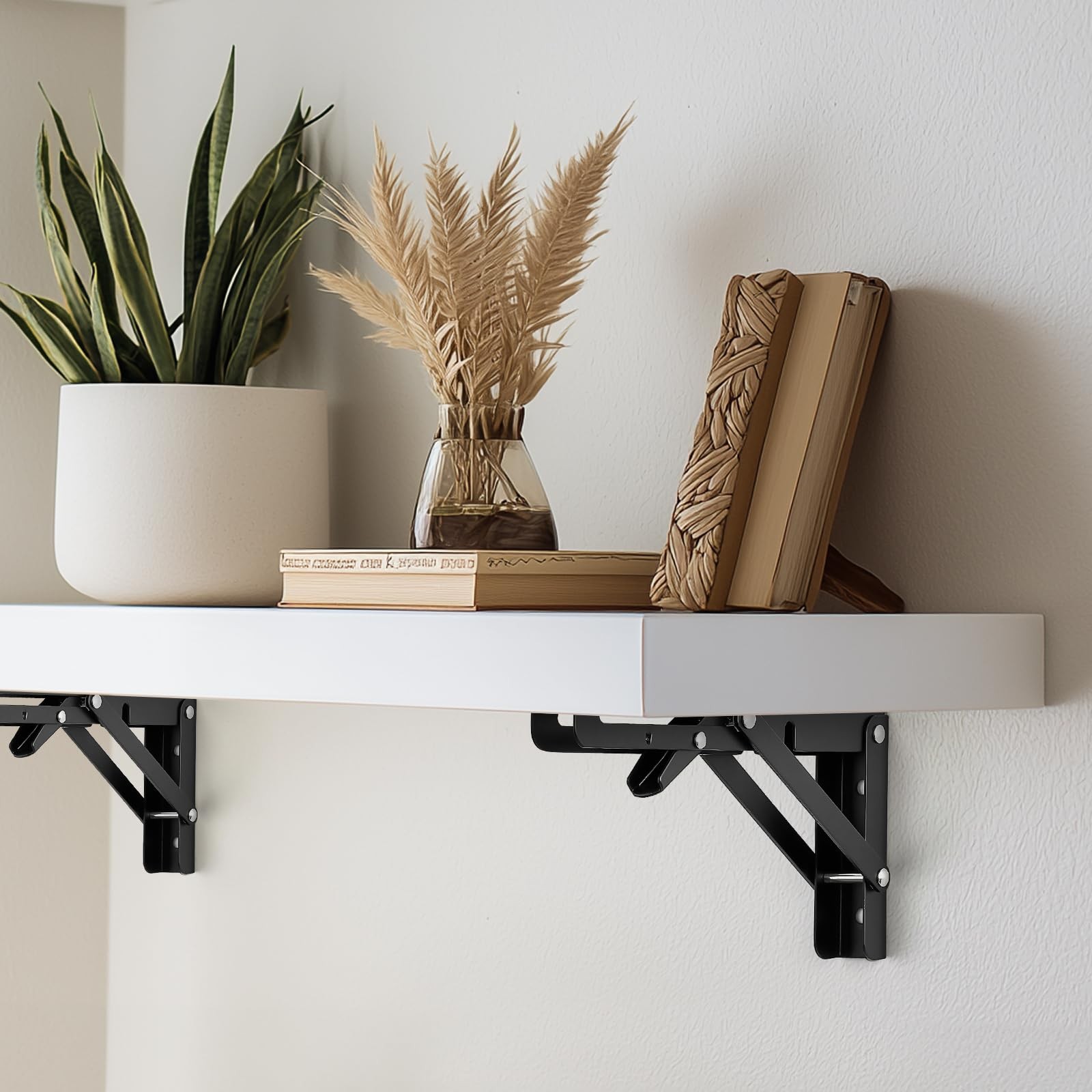 6 Inch Folding Shelf Brackets, 2 Pack (1 Pairs) Heavy Duty