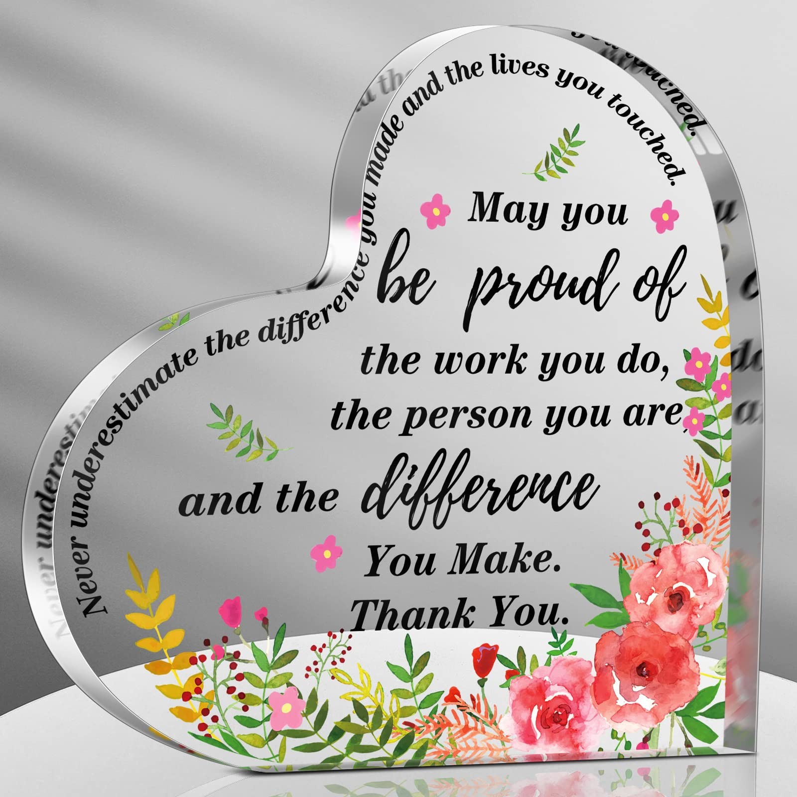 Yinder Thank You Gifts 10 x 10 x 1.4 cm / 4 x 4 x 0.55 inches, Pink, White