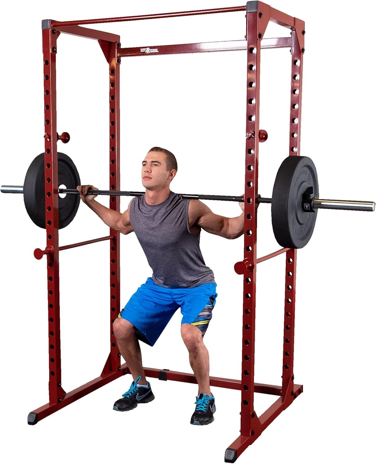 Best Fitness Power Rack 14-Gauge Steel Home Gym W/ 500lb Capacity Chin Bar