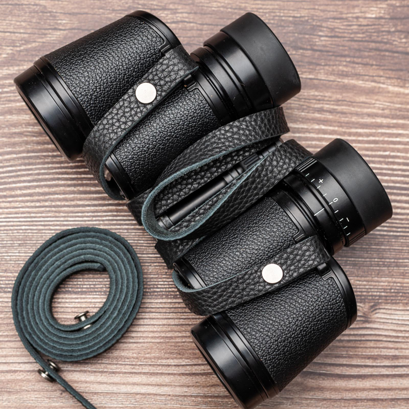Genuine Leather Handmade Binocular DC Camera Shoulder Neck Case Strap Sling BLK