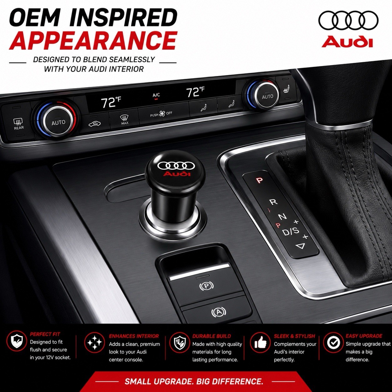 Audi Logo Car Cigarette Lighter Plug Push Button 12V Universal Auto Accessory