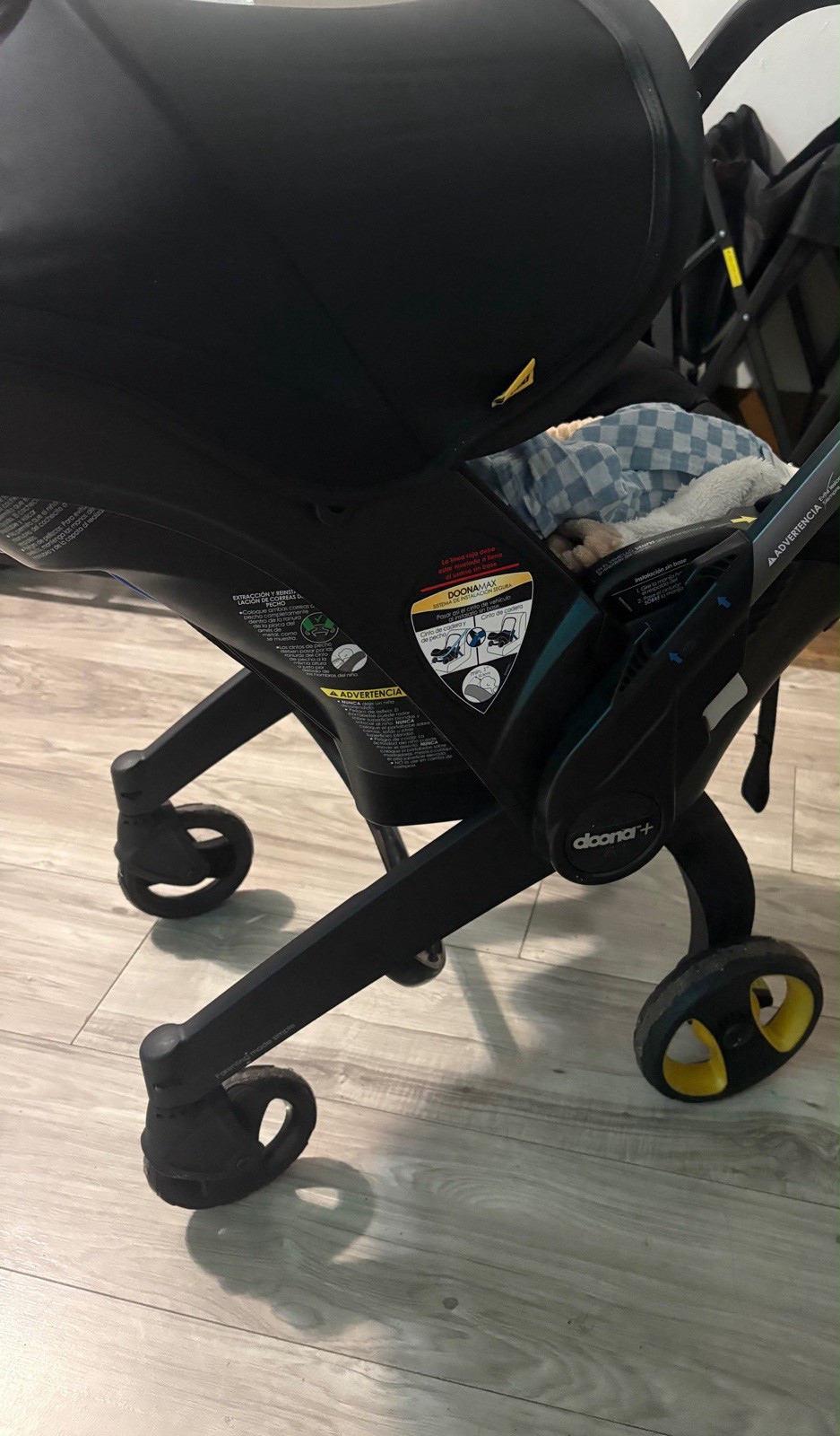 Doona Doona+ Black Folding Infant Travel Stroller, Single Seat