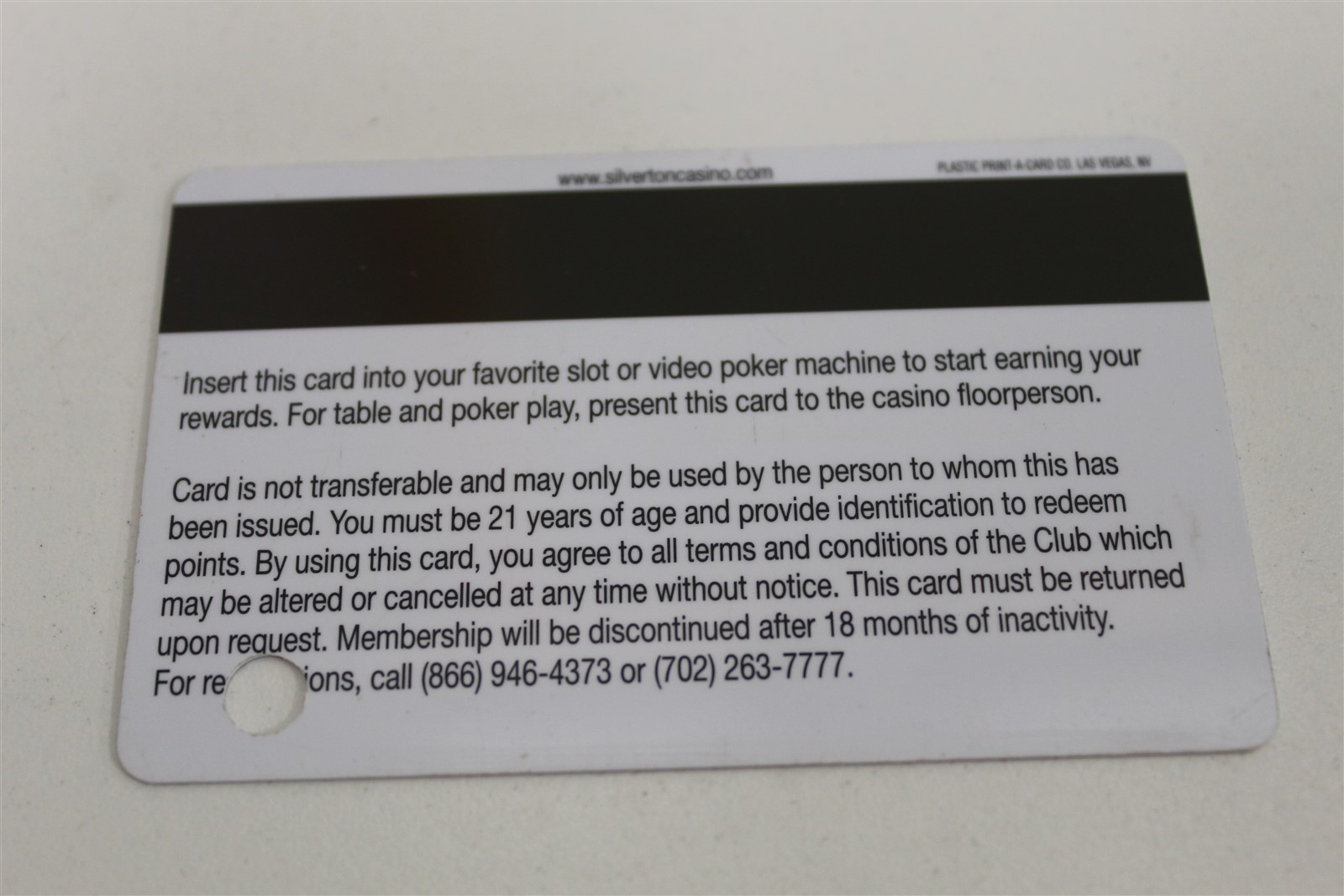 SILVERTON HOTEL CASINO DISCOVERY PLATINUM LOYALTY / SLOT CARD